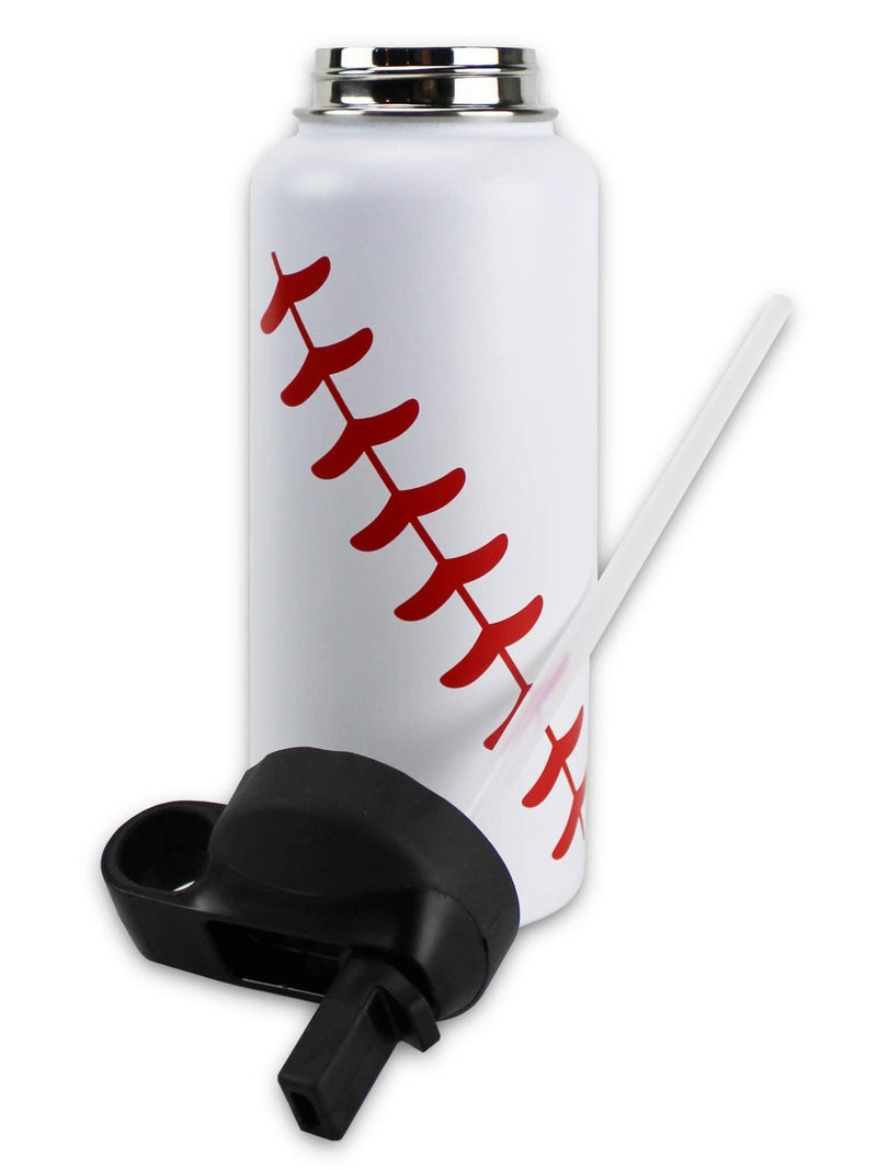 Urbanifi Water Bottle Baseball STRAW LID Tumbler 32 oz Gift for Mom Men Flask Sports Travel Waterbottle, Stainless Steel, Vacuum Insulated, Water Cold for 24, Hot for 12 hours (Baseball Straw Lid) - Image 4